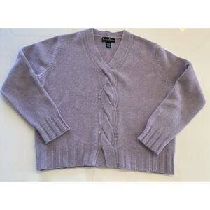 Mercer & Madison Women’s Sz Large Wool Angora Long Sleeve Purple V Neck Sweater